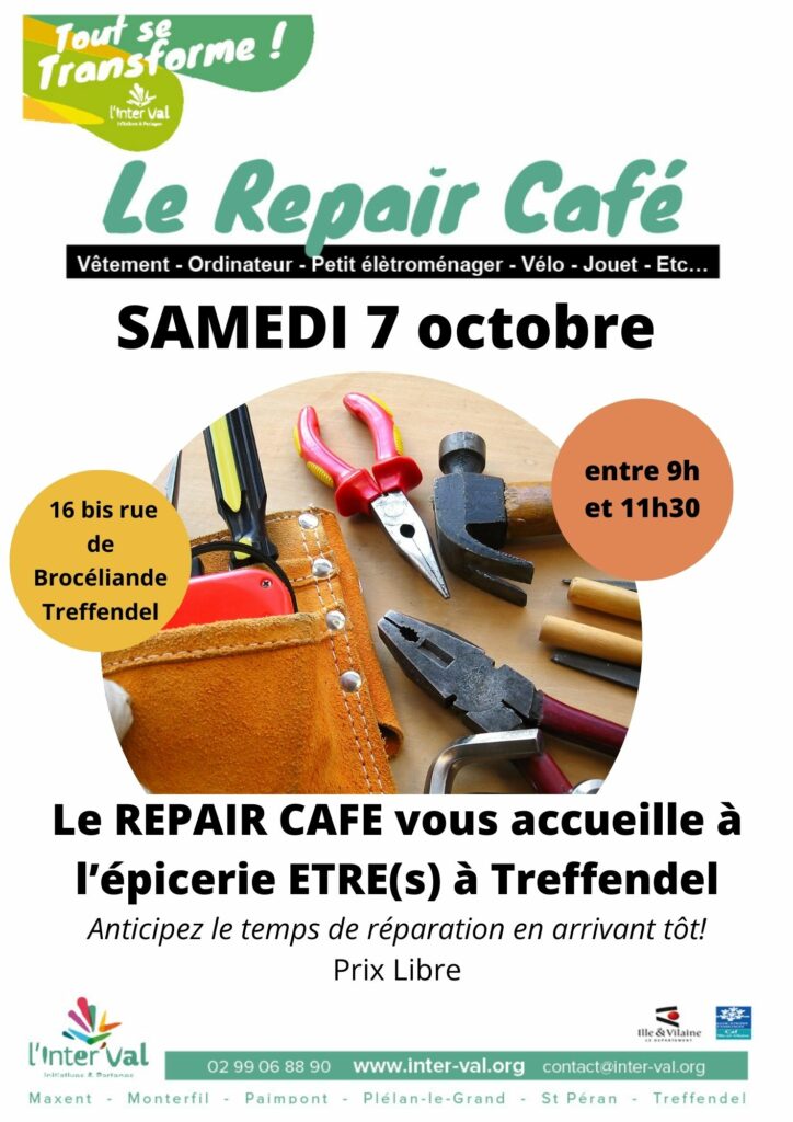 Affiche : Repair Café à ETRE'S le 7 octobre 2023